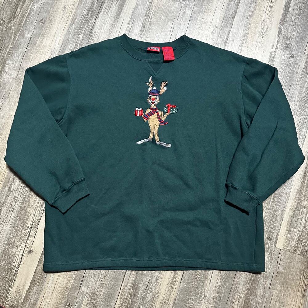 Rudolph Red Nosed Reindeer Sweatshirt Adult Large Embroidered Christmas